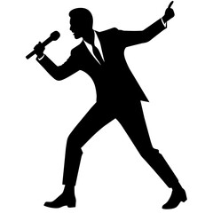 a pop singer dancing in the street with a microphone, showcasing dynamic dance moves and singing passionately