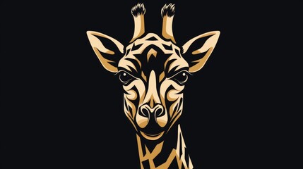 Giraffe Head Black Silhouette Portrait Logo - Generative AI