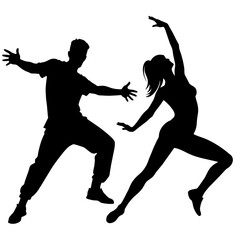 a set of street dance, stylish pose, hip hop dance, male and female vector silhouette