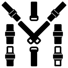 Car Belt icon set vector silhouette
