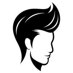 Pompadour haircut silhouette vector silhouette, modern style black colour silhouette, white background