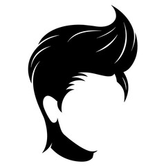 Pompadour haircut silhouette vector silhouette, modern style black colour silhouette, white background