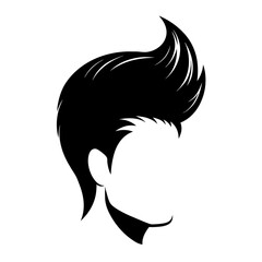 Pompadour haircut silhouette vector silhouette, modern style black colour silhouette, white background