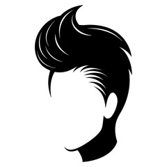 Pompadour haircut silhouette vector silhouette, modern style black colour silhouette, white background