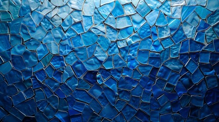 Blue mosaic tiles texture.