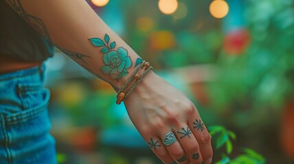 a close-up of a hand with a temporary middle name tattoo, displaying a lighthearted and celebratory mood for the event.