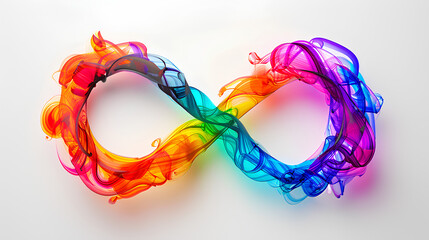 Rainbow Infinity Symbol for Neurodiversity, ink art on white background