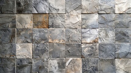 Fototapeta premium Grey and brown stone wall tiles.