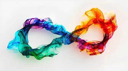 Rainbow Infinity Symbol for Neurodiversity, ink art on white background