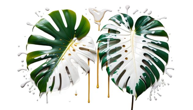 paint painted tropical white dripping monstera leaf art plant dripped abstract creative design copy space graphic no people studio