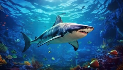 Obraz premium The Orcinus Orca in the ocean, portrait of Orca hunting prey in the underwater