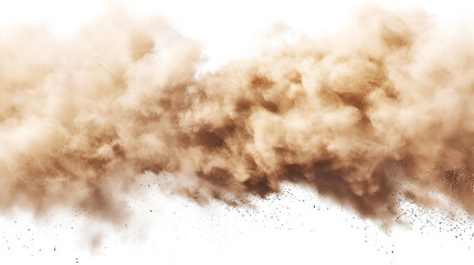 sandstorm sand dust cloud flying small particles isolated in white background