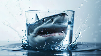 shark in glass of water