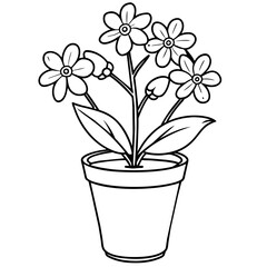 Forget Me Not flower outline coloring book page line art drawing vector illustration for children and adults