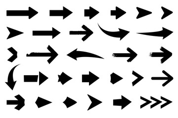 Black vector arrows icons set