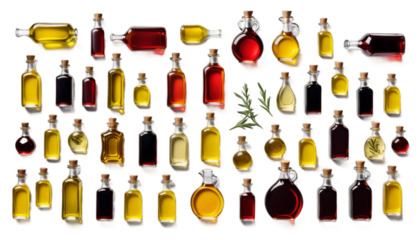 oil transparent background vinegar bottles bottle glasses isolated white red olive yellow food