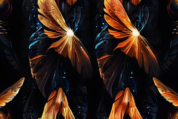 Abstract Angel Fairy Wings in Black background Isolation. Generative AI 