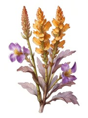 Broomrape Flower Watercolor Plant Nature Art  - obrazy, fototapety, plakaty