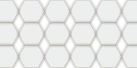 Fototapeta premium Abstract hexagon background. Futuristic abstract honeycomb mosaic white technology background. Surface polygon pattern with glowing hexagon paper texture vector grid tile and mosaic struct.