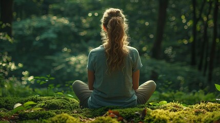 Imagine a holistic therapist guiding clients through a forest therapy session, reconnecting with nature to reduce stress and anxiety