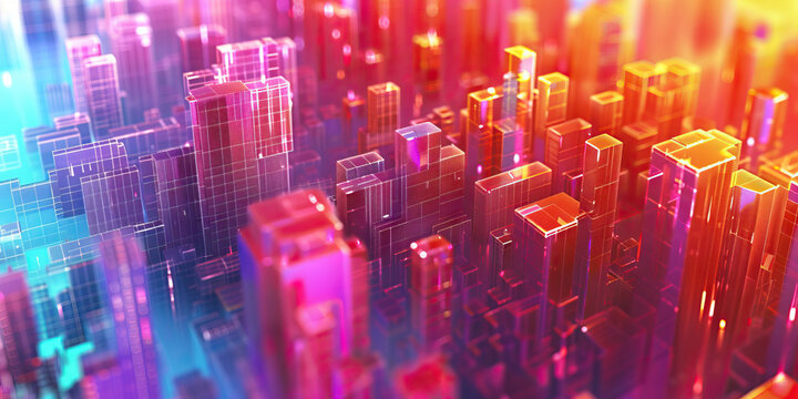 Electric City Walls: A vibrant, neon-lit landscape of buildings adorns these urban walls, showcasing the technological prowess and energy of a modern metropolis. 