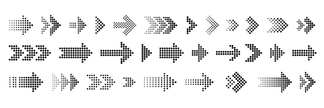 Various collection of dotted arrow designs