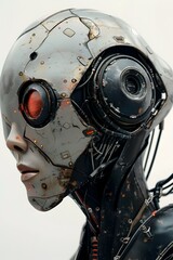 Cybernetic Hacktivist Wages Digital Battle Against in Dystopian Future Watercolor