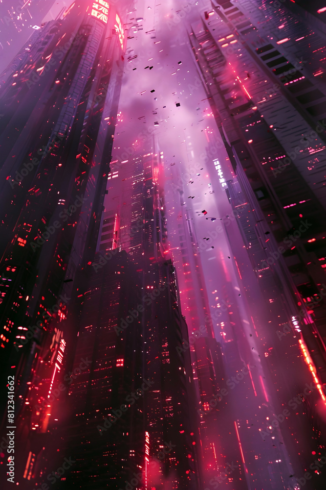 Canvas Prints cybernetic warfare rages in neon-lit cityscape as resistance fights for freedom