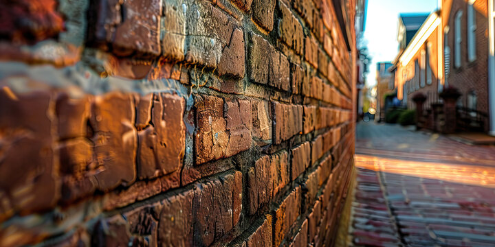 Brick and Mortar: An architectural exploration of the aging yet iconic brick walls that line the walkways and buildings in a historic neighborhood.