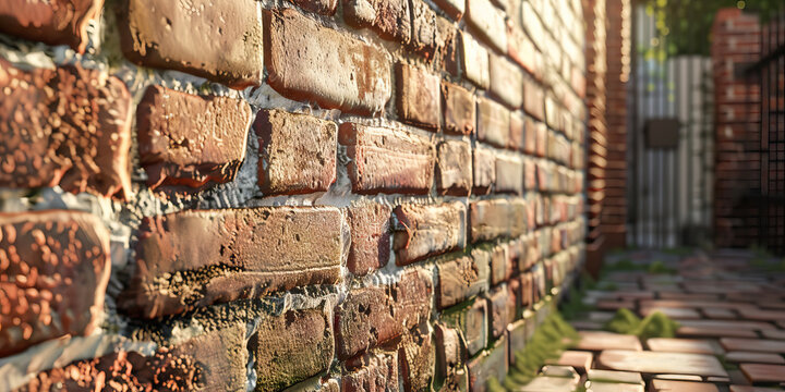 Brick and Mortar: An architectural exploration of the aging yet iconic brick walls that line the walkways and buildings in a historic neighborhood.