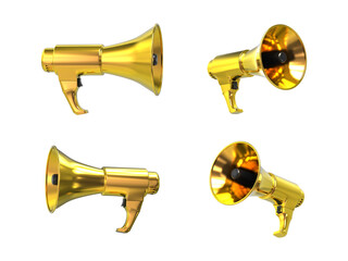 Four Gold Color Loudspeakers 3D Render