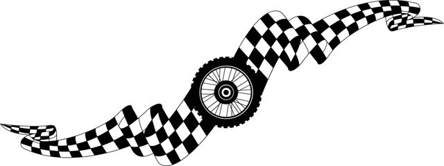 Modern Vector black and white checkered auto racing flags and finishing tape svg  vector	
