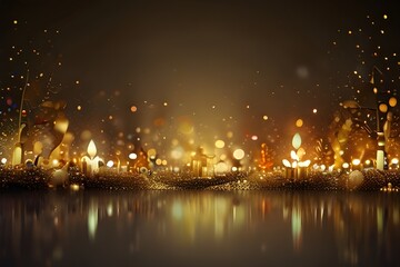 Luxury background with golden light effect decoration and bokeh elements. Generative AI 