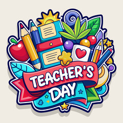 Happy Teacher Day Vector Illustration