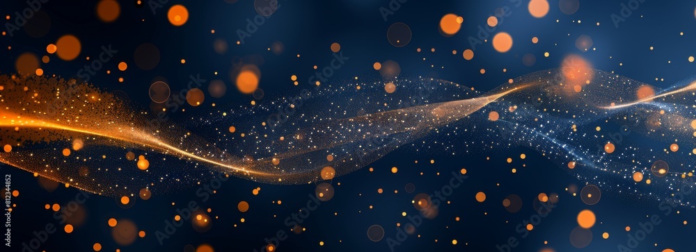 Poster glowing lights particle and bubbles bokeh background, shiny glamour bubble particle isolated in glow