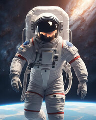 Astronaut floating in space