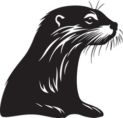 Otter Silhouette Vector Illustration White Background