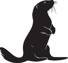 Otter Silhouette Vector Illustration White Background