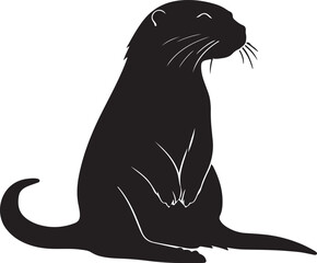 Otter Silhouette Vector Illustration White Background