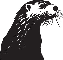 Otter Silhouette Vector Illustration White Background