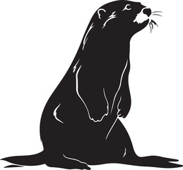 Otter Silhouette Vector Illustration White Background