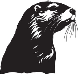 Otter Silhouette Vector Illustration White Background