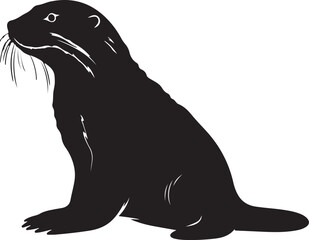 Otter Silhouette Vector Illustration White Background
