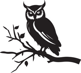 Owl Silhouette Vector Illustration White Background