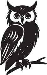 Owl Silhouette Vector Illustration White Background