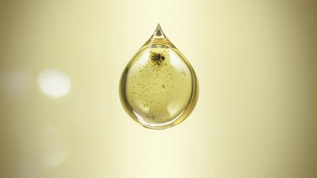 Cosmetic pipette with Cosmetic Essence oil Liquid drop with molecule.