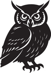 Owl Silhouette Vector Illustration White Background