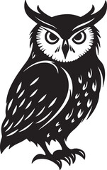 Owl Silhouette Vector Illustration White Background
