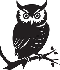 Owl Silhouette Vector Illustration White Background