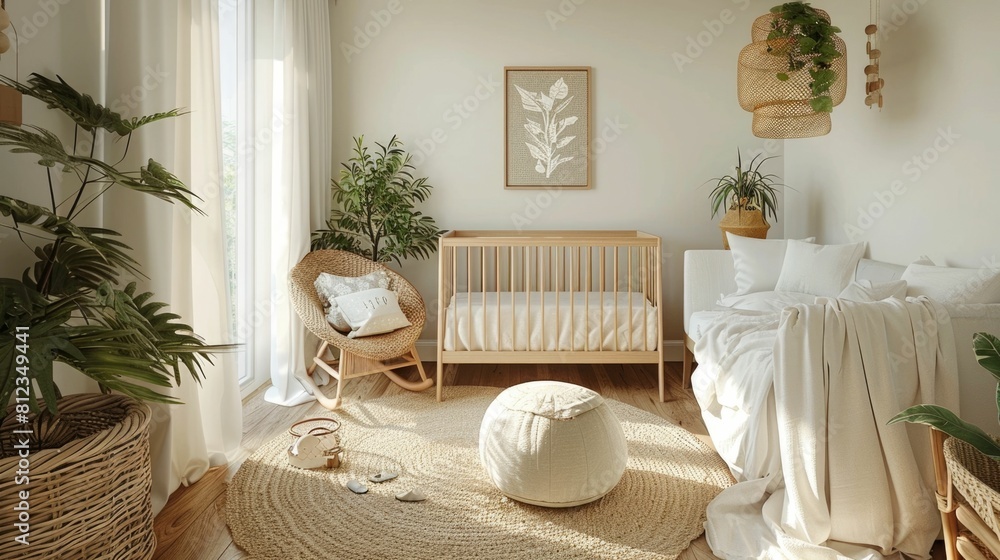 Poster soothing and calming nursery decor with natural elements and minimalist design for a harmonious and 